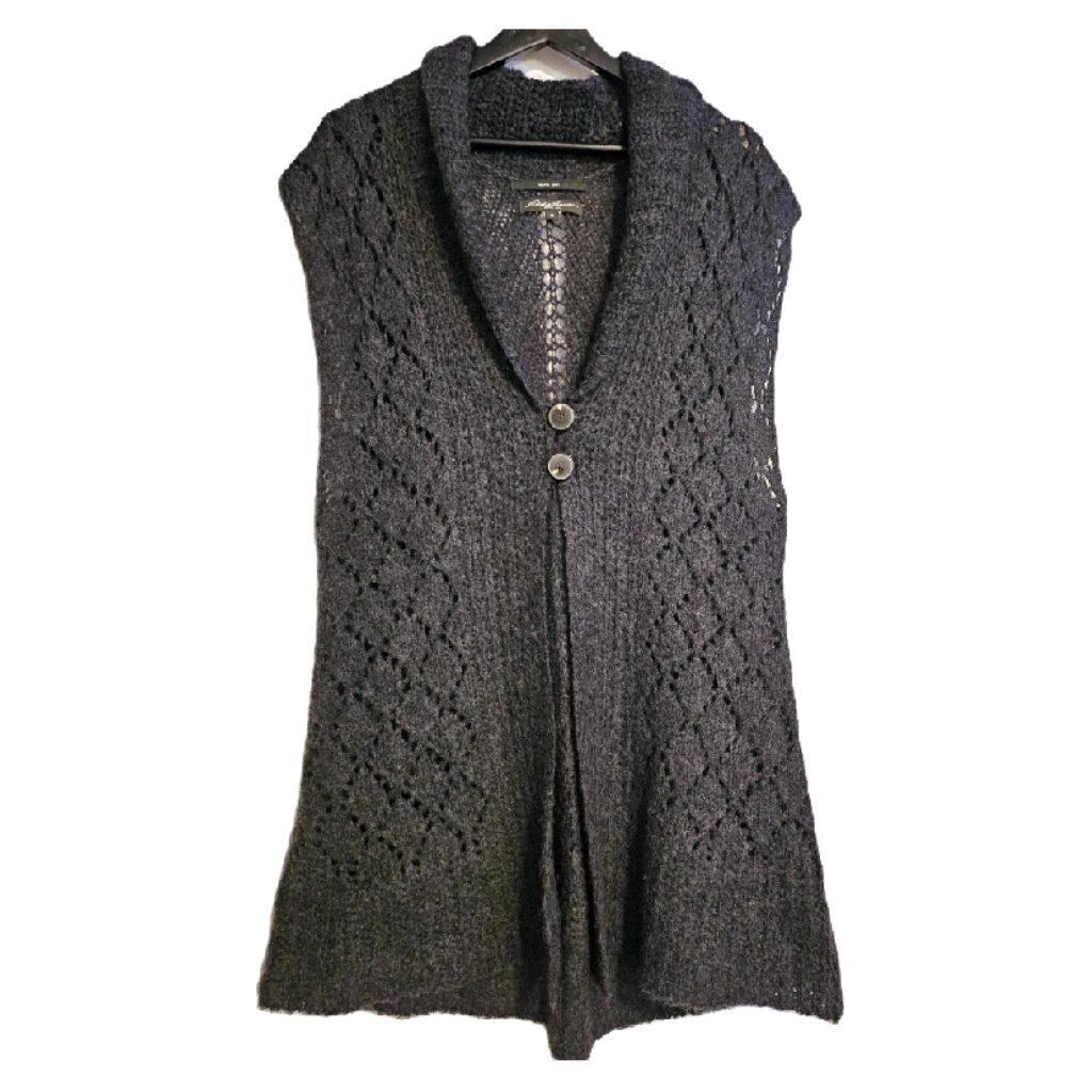 Eddie Bauer Grey Hand Knit Mohair Blend Sweater Vest Size Xl